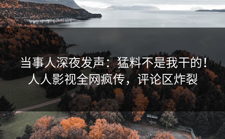 当事人深夜发声：猛料不是我干的！人人影视全网疯传，评论区炸裂