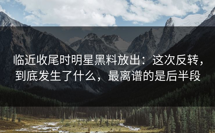 临近收尾时明星黑料放出：这次反转，到底发生了什么，最离谱的是后半段